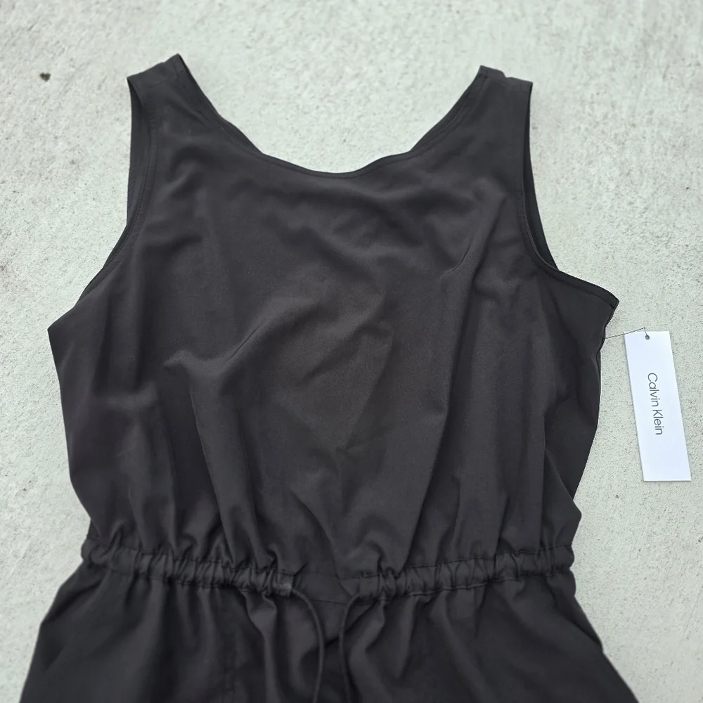 Calvin Klein Black Charcoal Mini Dress Swim Cover Up SZ 10 - Picture 4 of 8